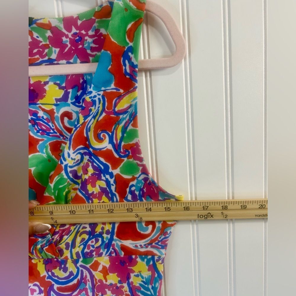 Lauren Ralph Lauren women Bright Multicolor Floral V-Neck Midi Dress Size M - Picture 9 of 9